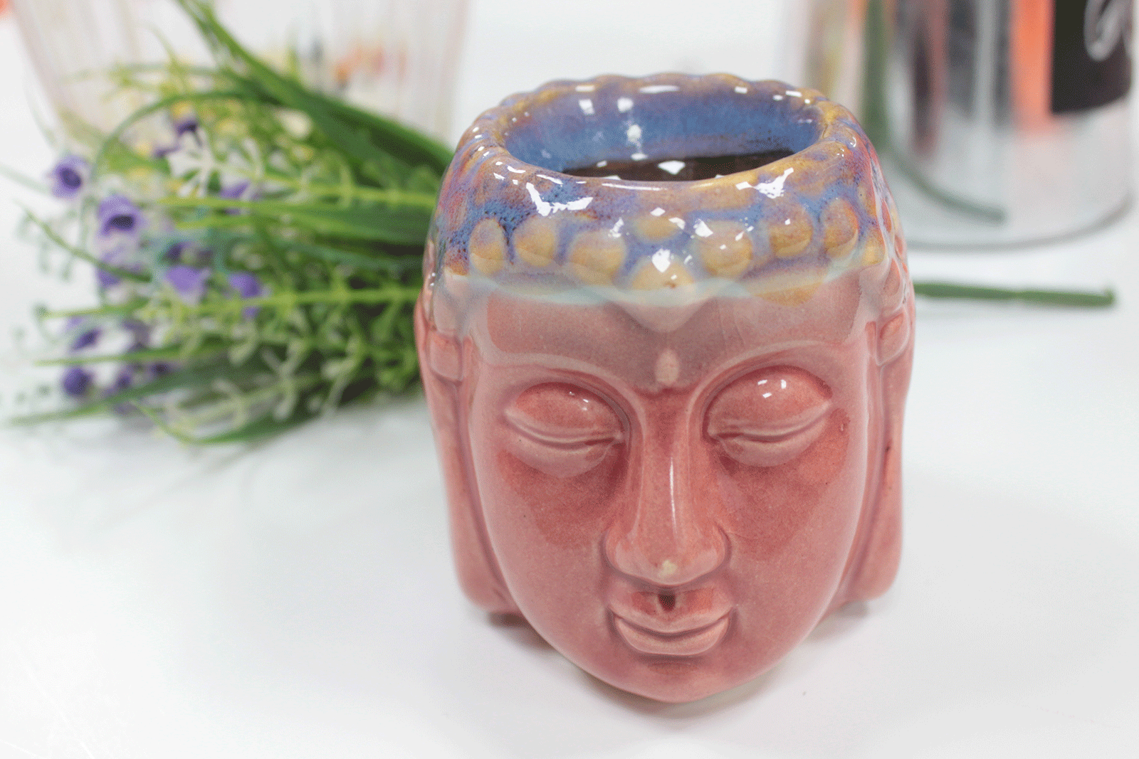 Arzător cu ulei Buddha - Trandafir și Teal 4 Arzător cu ulei Buddha - Trandafir și Teal - imagine 2