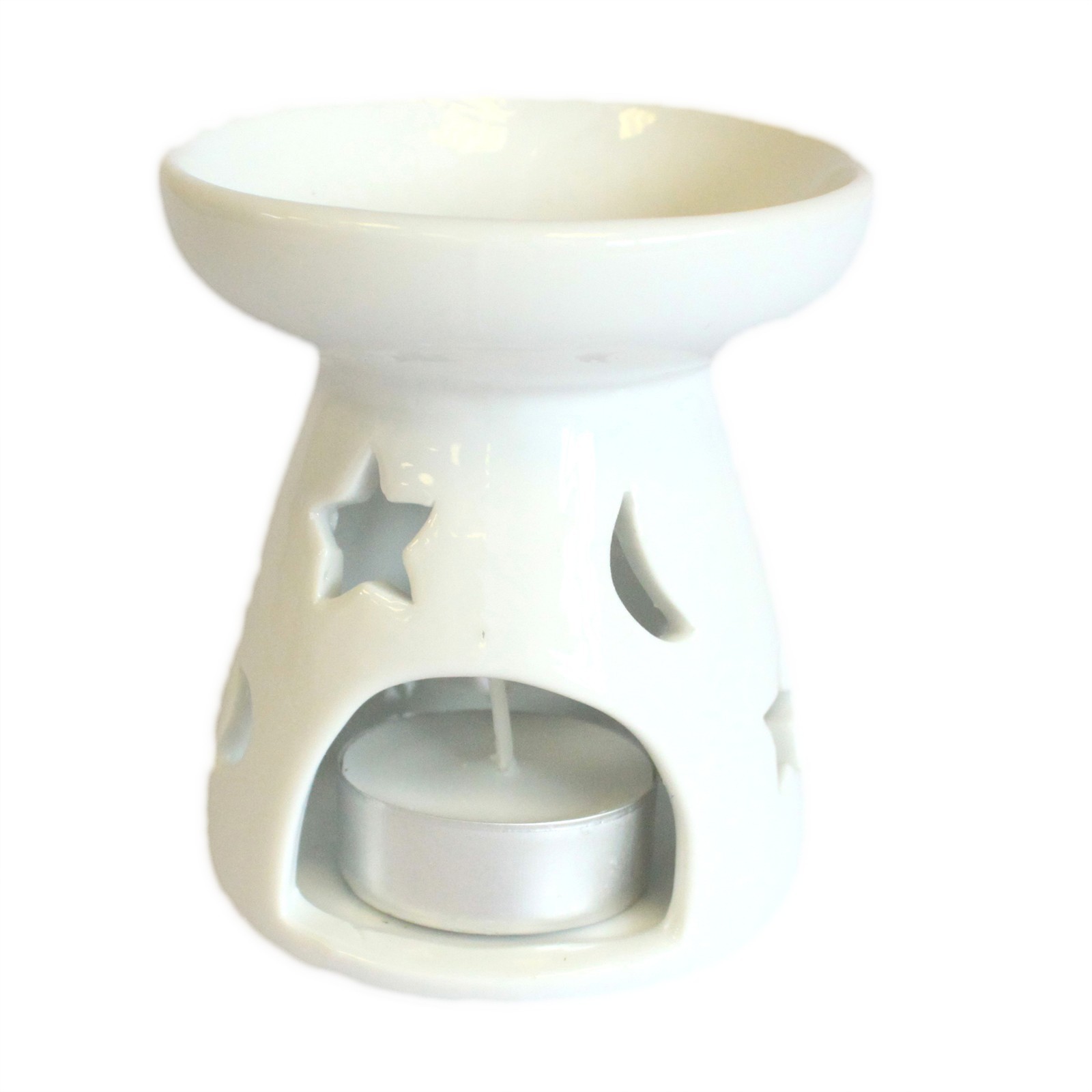 Aroma Lampă Mică Clasică, Albă - Lună și Stele 4 Aroma Lampă Mică Clasică, Albă - Lună și Stele - imagine 2