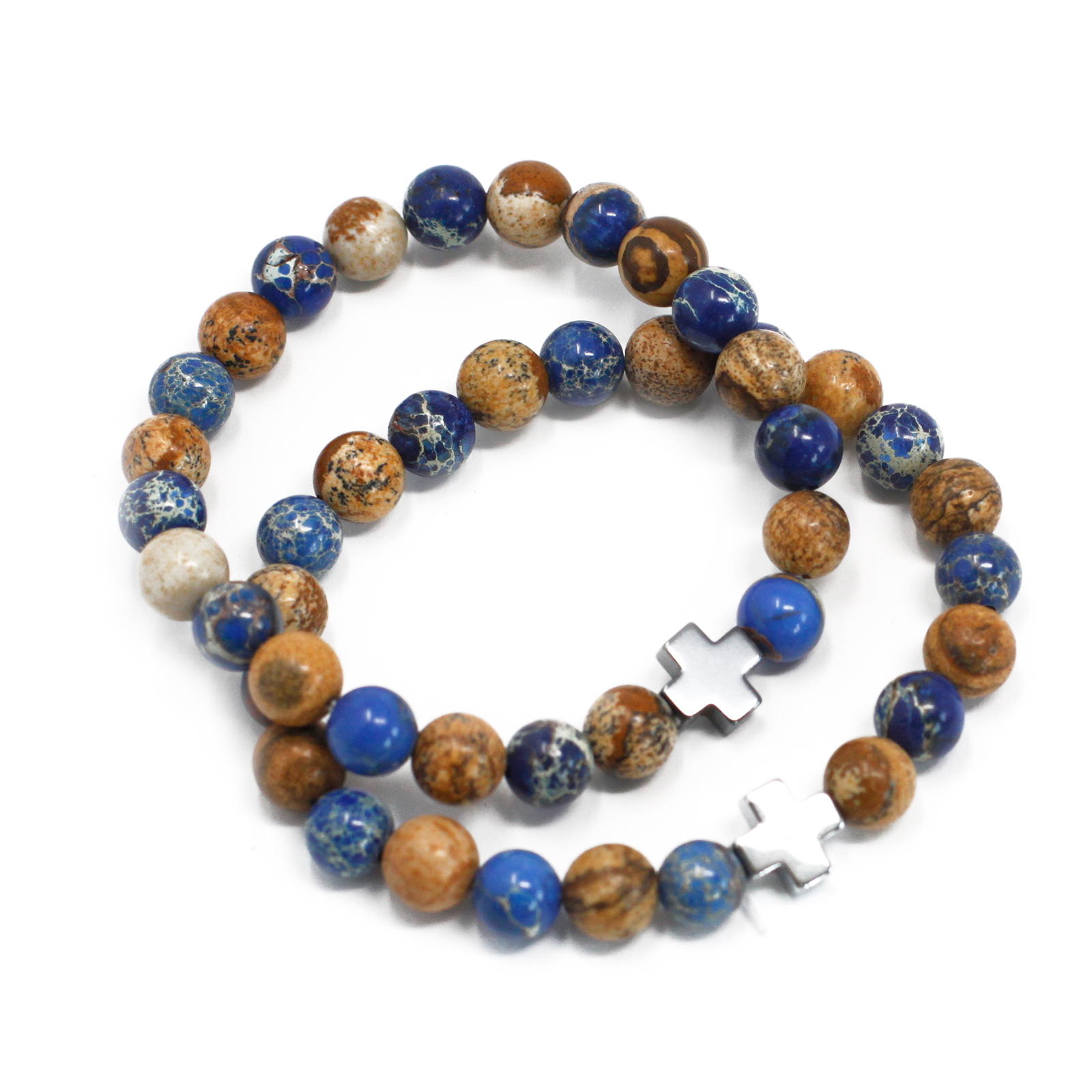 Set 2 Bratari de Prietenie cu Pietre semipretioase - Suport - Sodalite albastru si Picturestone 4 Set 2 Bratari de Prietenie cu Pietre semipretioase - Suport - Sodalite albastru si Picturestone - imagine 2