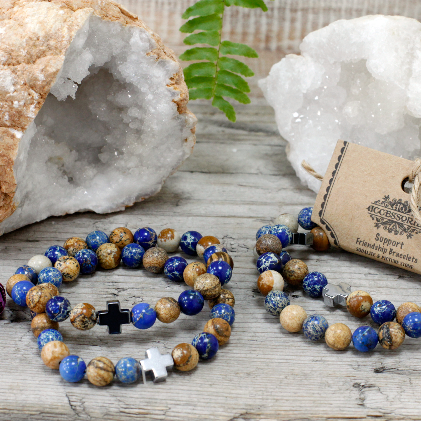 Set 2 Bratari de Prietenie cu Pietre semipretioase - Suport - Sodalite albastru si Picturestone 6 Set 2 Bratari de Prietenie cu Pietre semipretioase - Suport - Sodalite albastru si Picturestone - imagine 4