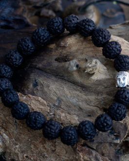Brățară Rudraksha Buddha Bangle Mala – Neagră