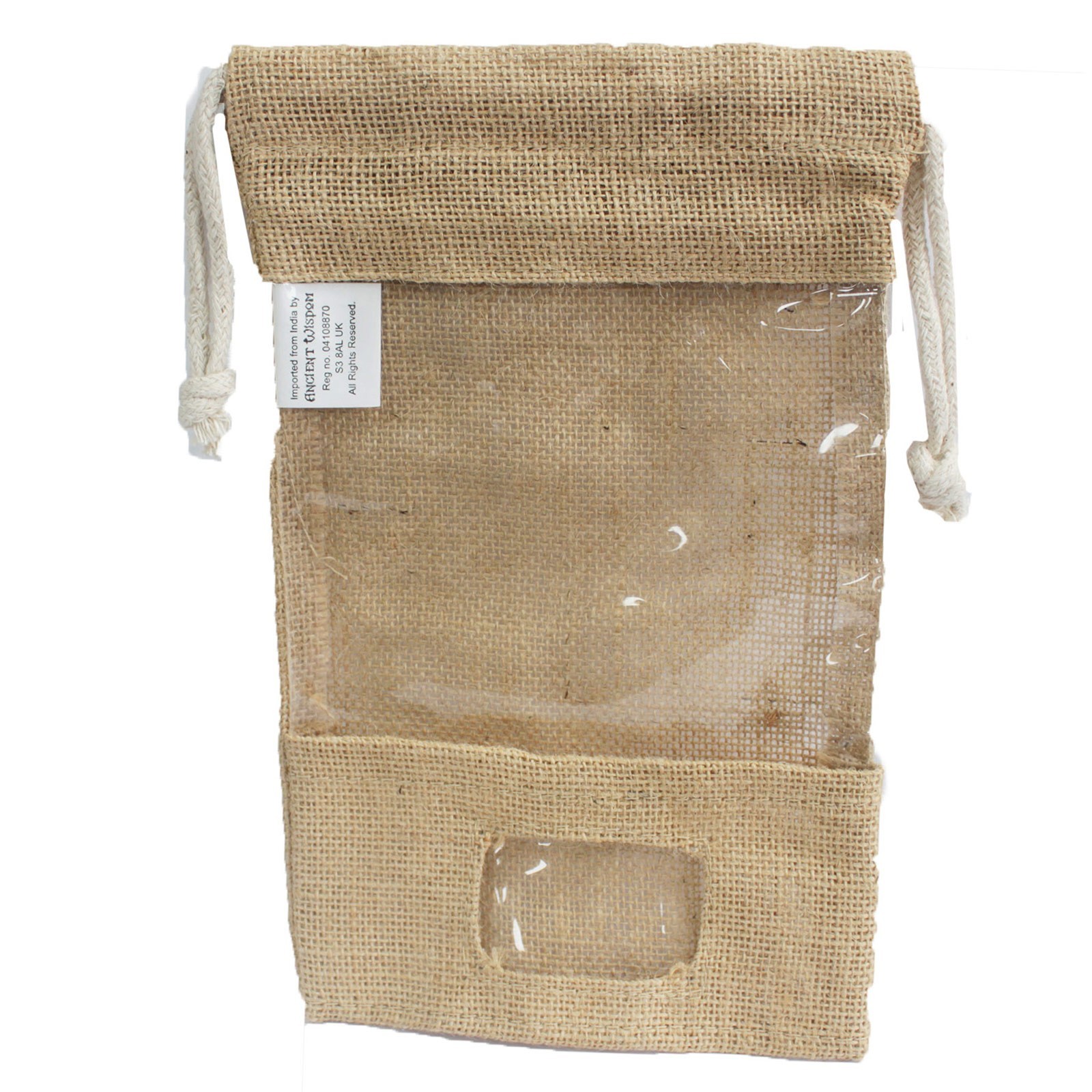Săculeț din Iută cu Fereastră și Buzunar 25x16cm 1 Săculeț din Iută cu Fereastră și Buzunar 25x16cm