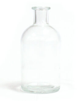 Sticlă rotundă de 200 ml cu difuzor antic cu stuf – transparentă