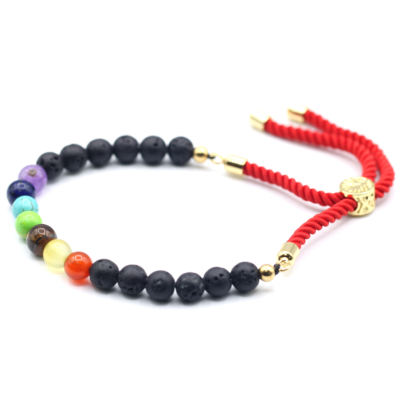 Brățară Placată cu Aur din Pietre Semiprețioase - Chakra din piatră de lavă