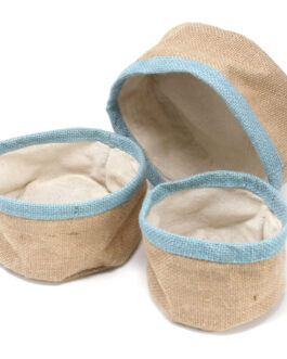 Set 3 Coșuri din Iuta Naturală – Teal