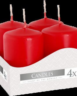 Set de 4 Lumânări Cilindru 40x60mm – Roșii