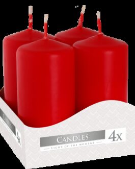 Set de 4 Lumânări Cilindru 40x80mm – Roșii