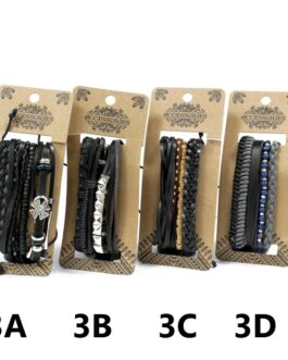 Seturi de Brățări din Piele pentru Bărbați – Negru și Elegant