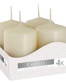 Set de 4 Lumânări Cilindru 40x60mm – Ivory