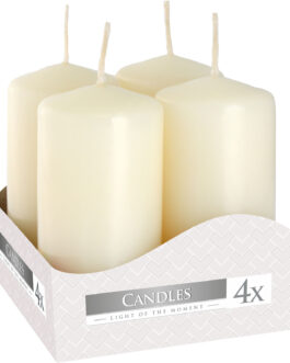 Set de 4 Lumânări Cilindru 40x80mm – Ivory