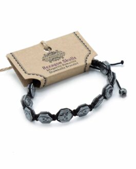 Brățară Shamballa din Hematit Magnetic – Cranii Hexagonale