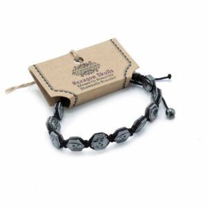 Brățară Shamballa din Hematit Magnetic - Cranii Hexagonale