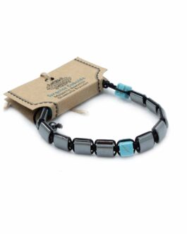 Bratara Shamballa Hematit Magnetic – Turcoaz(howlit) Cuboids