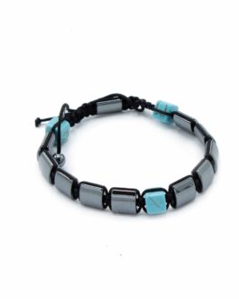 Bratara Shamballa Hematit Magnetic – Turcoaz(howlit) Cuboids