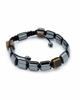 Brățară Shamballa din Hematit Magnetic – Cuburi – Ochi de Tigru
