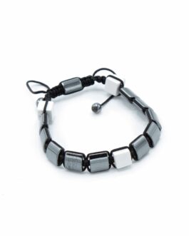 Bratara Shamballa Hematit Magnetic – Cuboizi Jasp Alb