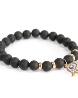 Hamsa / Black Agate – Brățară cu pietre semiprețioase