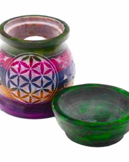 Aroma Lampă din Steatit 10cm – Floarea Vieții – 5 Culori