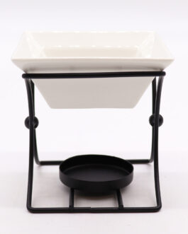 Aroma Lampă Ceramică cu Suport Pătrat Metalic