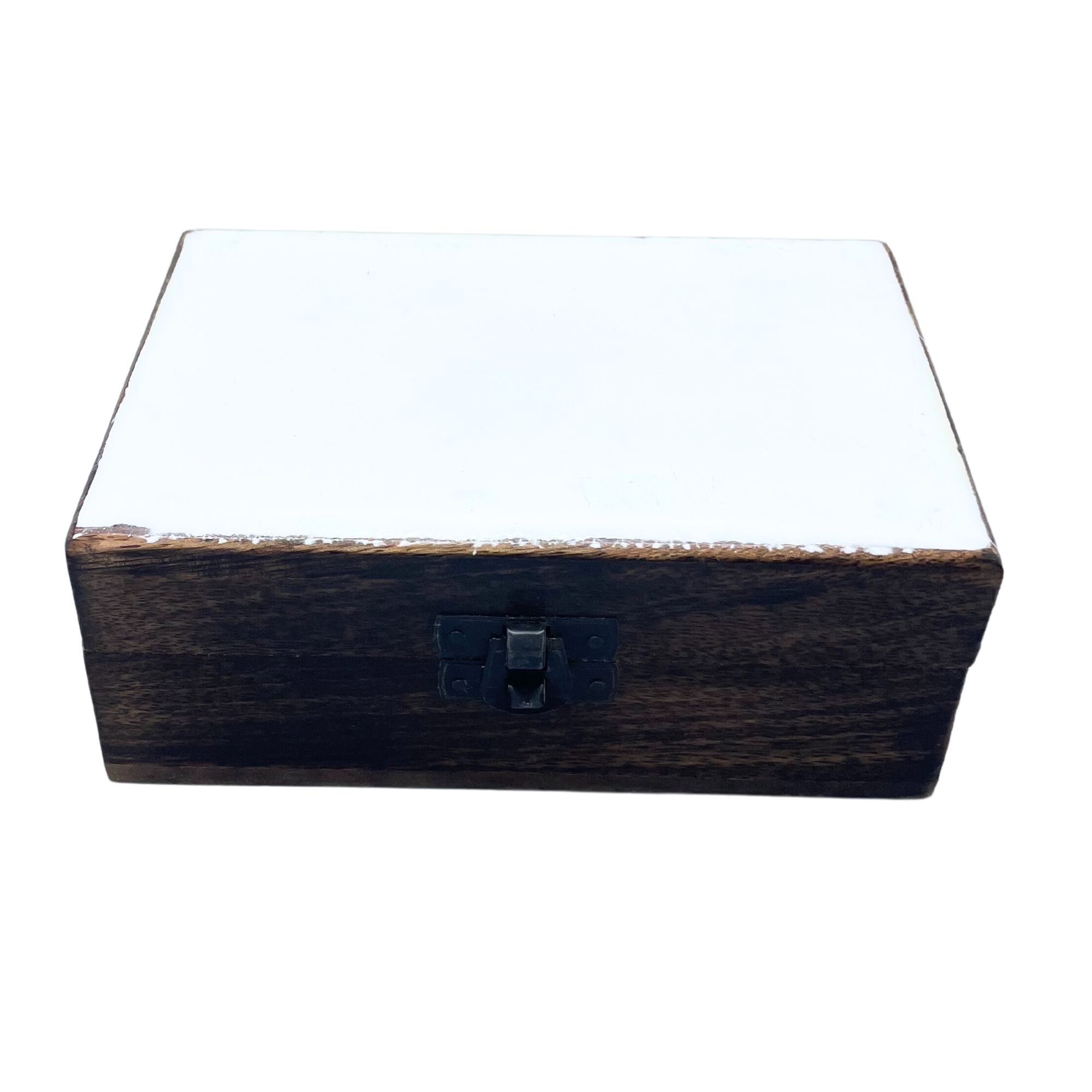 Cutie Mediu din Lemn Smaltat Ceramic - 15x10x6cm - Alb 2 Cutie Mediu din Lemn Smaltat Ceramic - 15x10x6cm - Alb