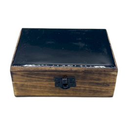Cutie Mediu din Lemn Smaltat Ceramic - 15x10x6cm - Negru