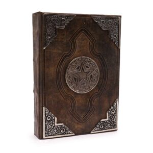 Agendă de Piele Groasă Maro - Pentagon cu Decor Zinc - 200 pagini cu Chenar Decorativ - 26 x 18 cm 18 244282