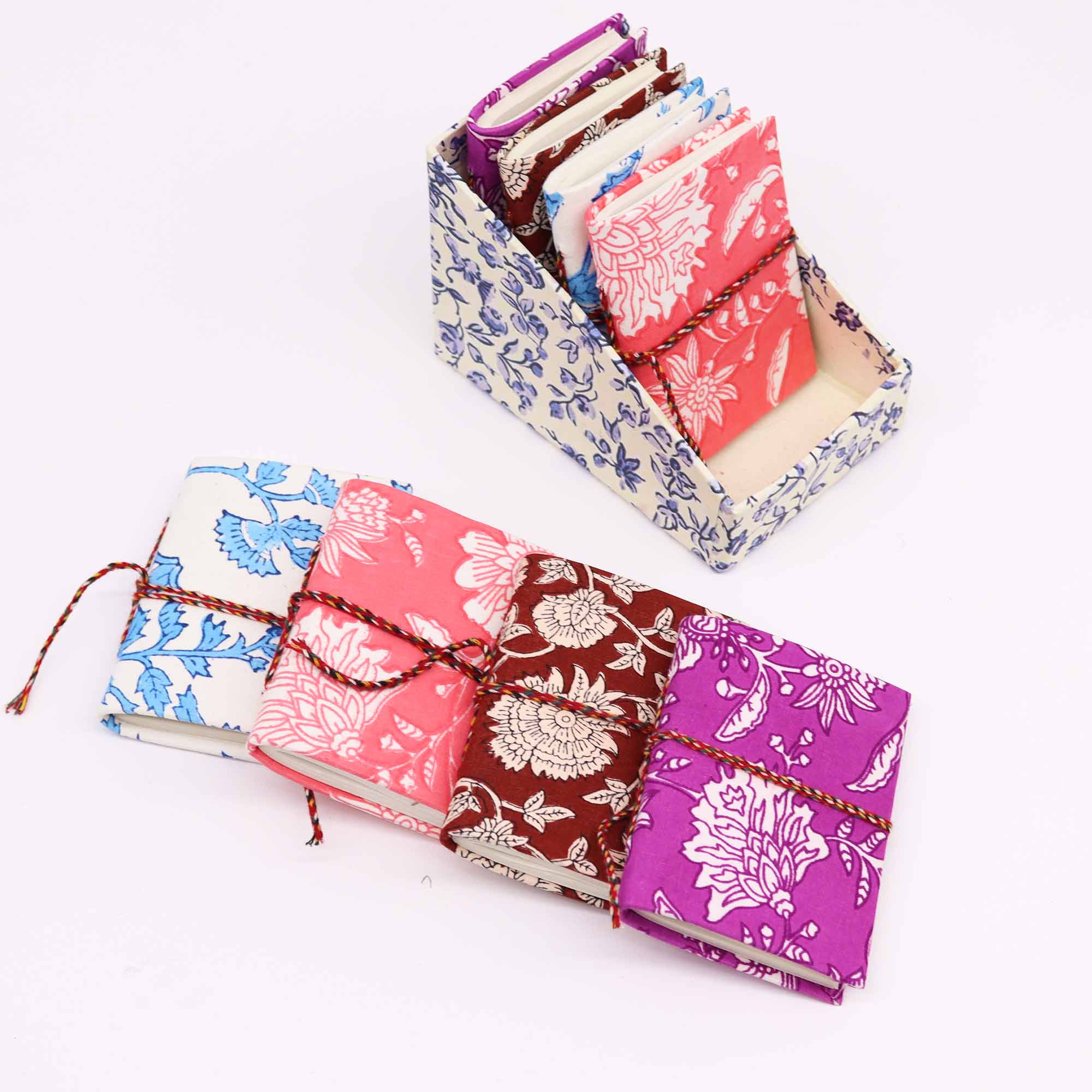 Agende cu Imprimeu Floral și Copertă din Bumbac 7x10 cm 4buc