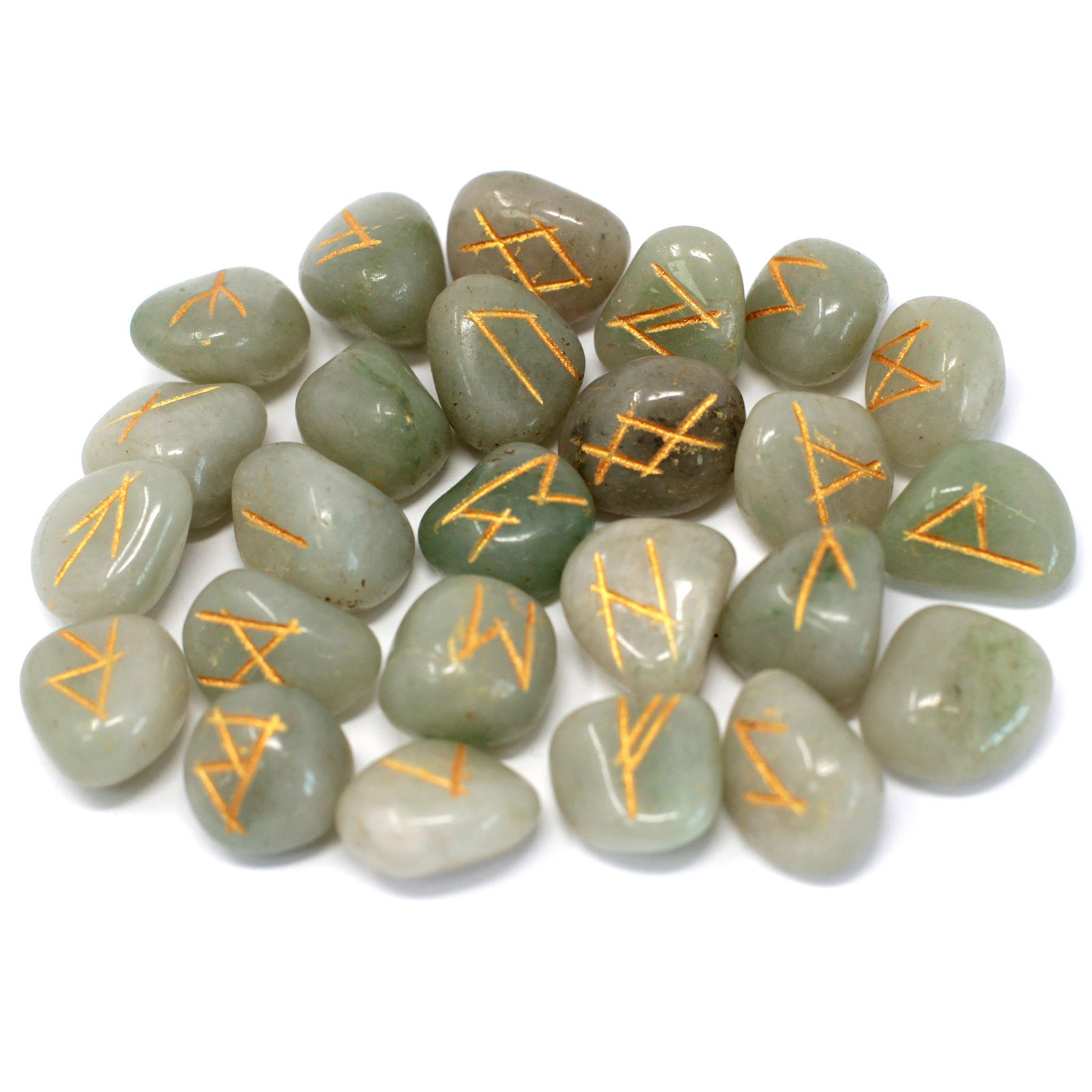 Set de piatră rune în husă - Aventurin verde 4 Set de piatră rune în husă - Aventurin verde - imagine 2