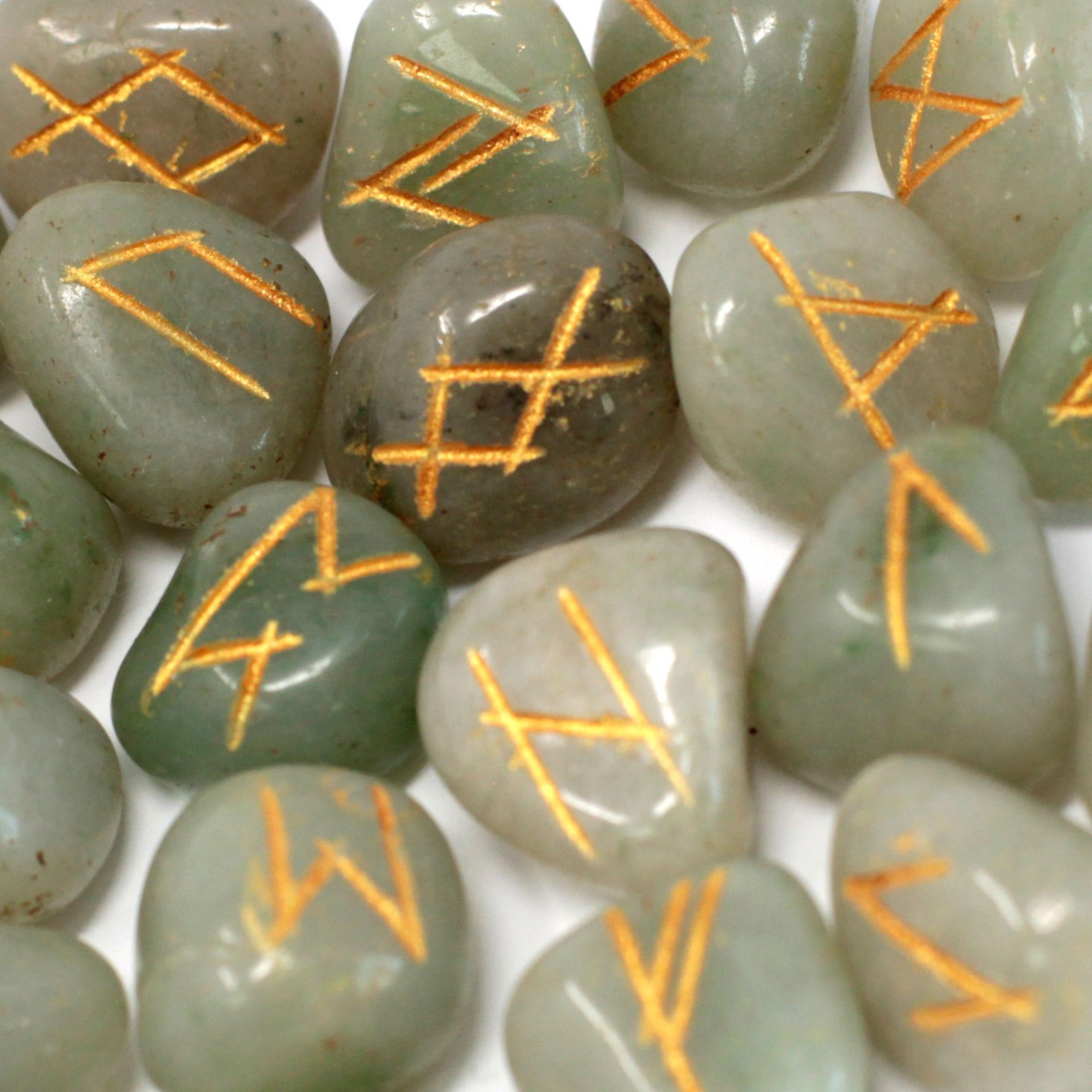 Set de piatră rune în husă - Aventurin verde 5 Set de piatră rune în husă - Aventurin verde - imagine 3
