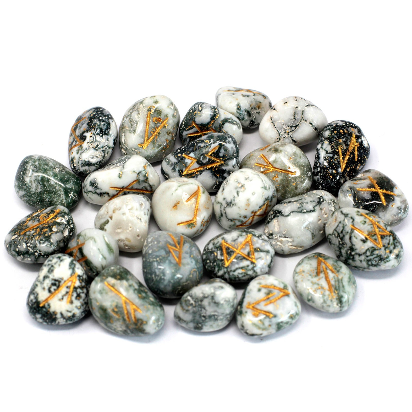 Rune Set în husă - Agat copac 3 Rune Set în husă - Agat copac