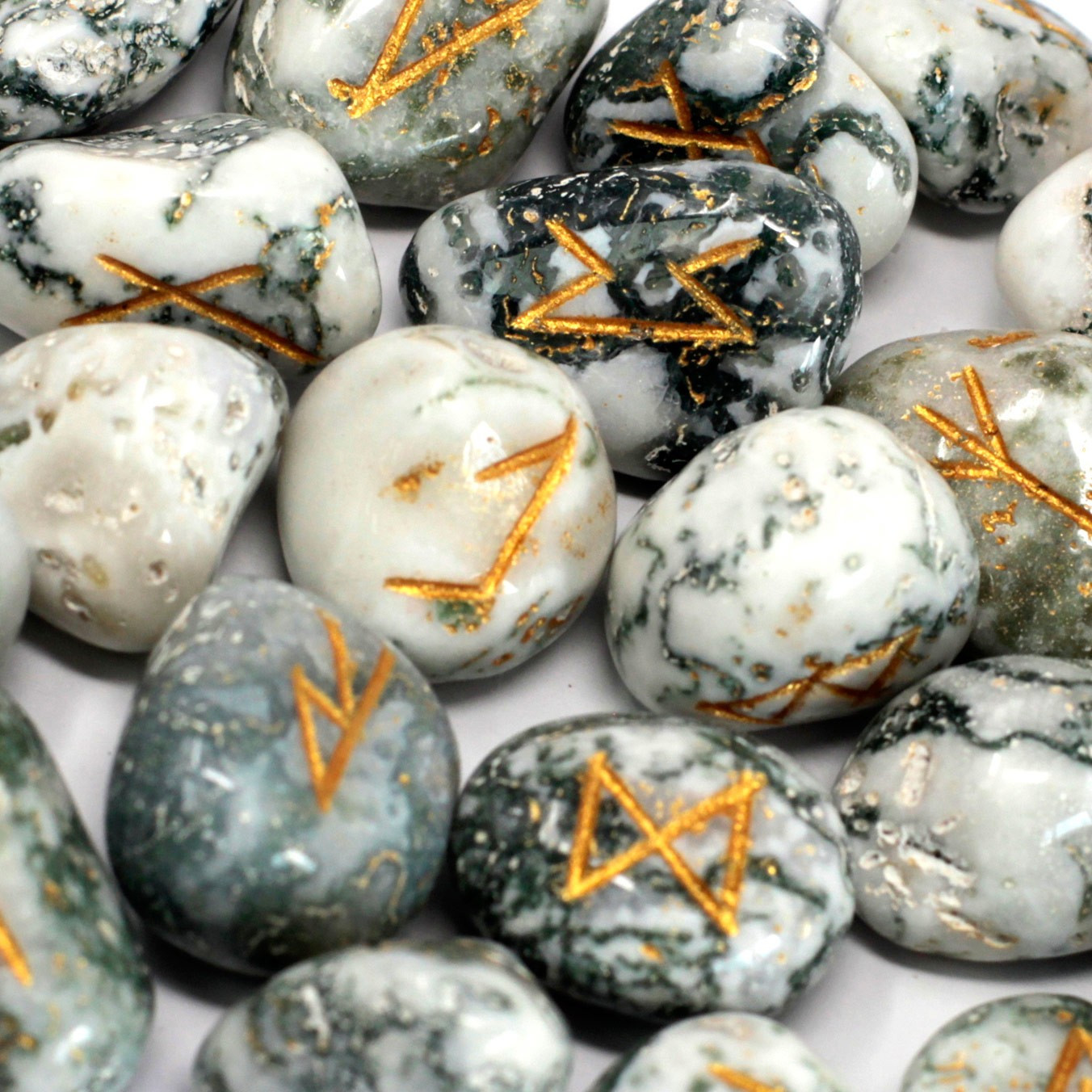 Rune Set în husă - Agat copac 4 Rune Set în husă - Agat copac - imagine 2