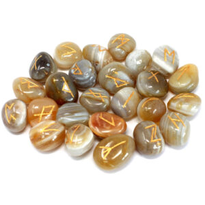 Rune Set în husă - Agat cu dungi 24 Rune Set în husă - Agat cu dungi