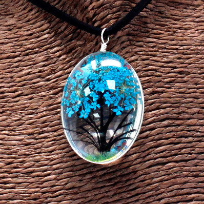Flori presate - Set Arborele Vieții - Teal 6 Flori presate - Set Arborele Vieții - Teal - imagine 4