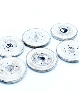 Suport pentru Bețișoare și Conuri Parfumate Alb Spălat – Disc