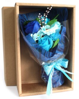 Buchet de Flori de Săpun în Cutie – Albastru