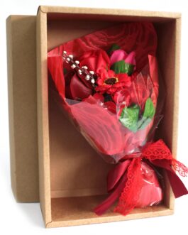 Buchet de Flori de Săpun în Cutie – Roșu