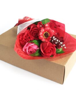 Buchet de Flori de Săpun în Cutie – Roșu