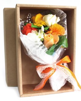 Buchet de Flori de Săpun în Cutie – Portocaliu