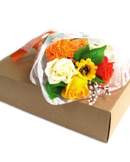 Buchet de Flori de Săpun în Cutie – Portocaliu