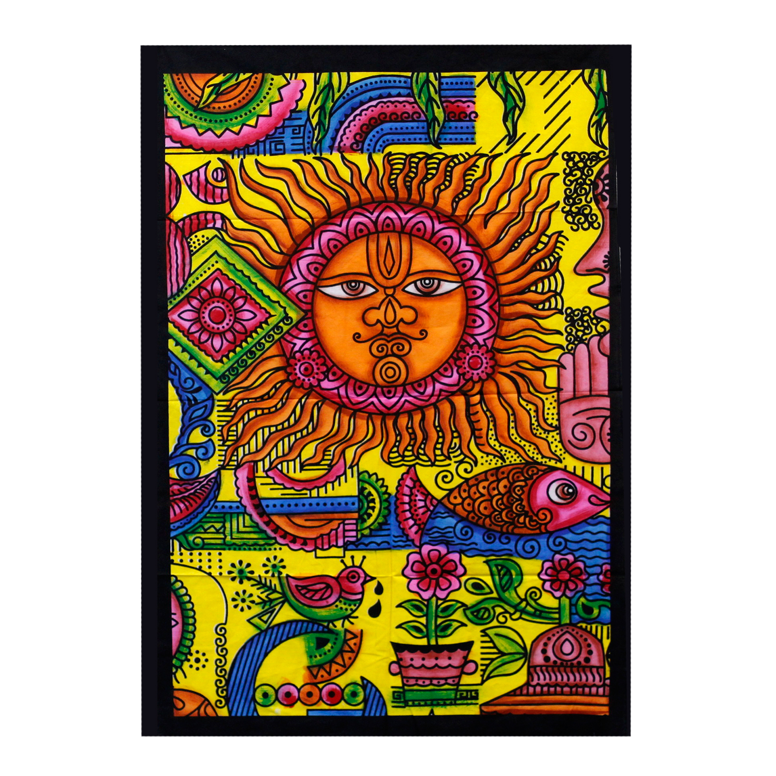 Artă de perete din bumbac pictat manual - Sun