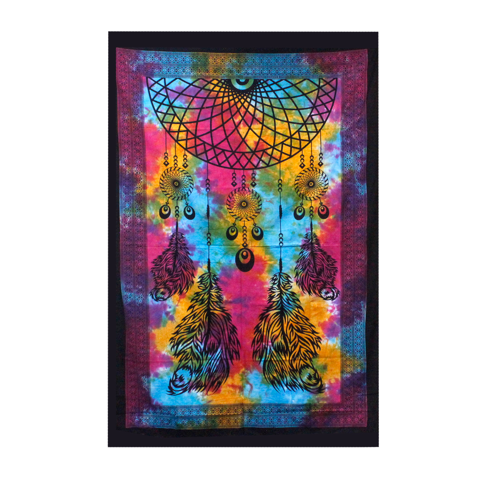 Cuvertură de pat simplă din bumbac + suspendat pe perete - Dreamcatcher 130cm x 200cm 1 Cuvertură de pat simplă din bumbac + suspendat pe perete - Dreamcatcher 130cm x 200cm