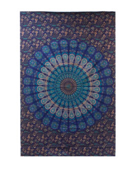 Cuvertură de pat simplă din bumbac + suspendat pe perete – Mandala clasică 130cm x 200cm