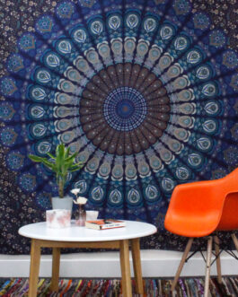 Cuvertură de pat simplă din bumbac, perete – Mandala Elephant