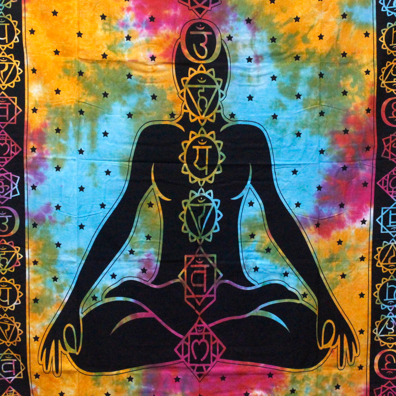 Cuvertură de pat dublă din bumbac + suspendat pe perete - Chakra Buddha 230cm x 200cm 4 Cuvertură de pat dublă din bumbac + suspendat pe perete - Chakra Buddha 230cm x 200cm - imagine 2