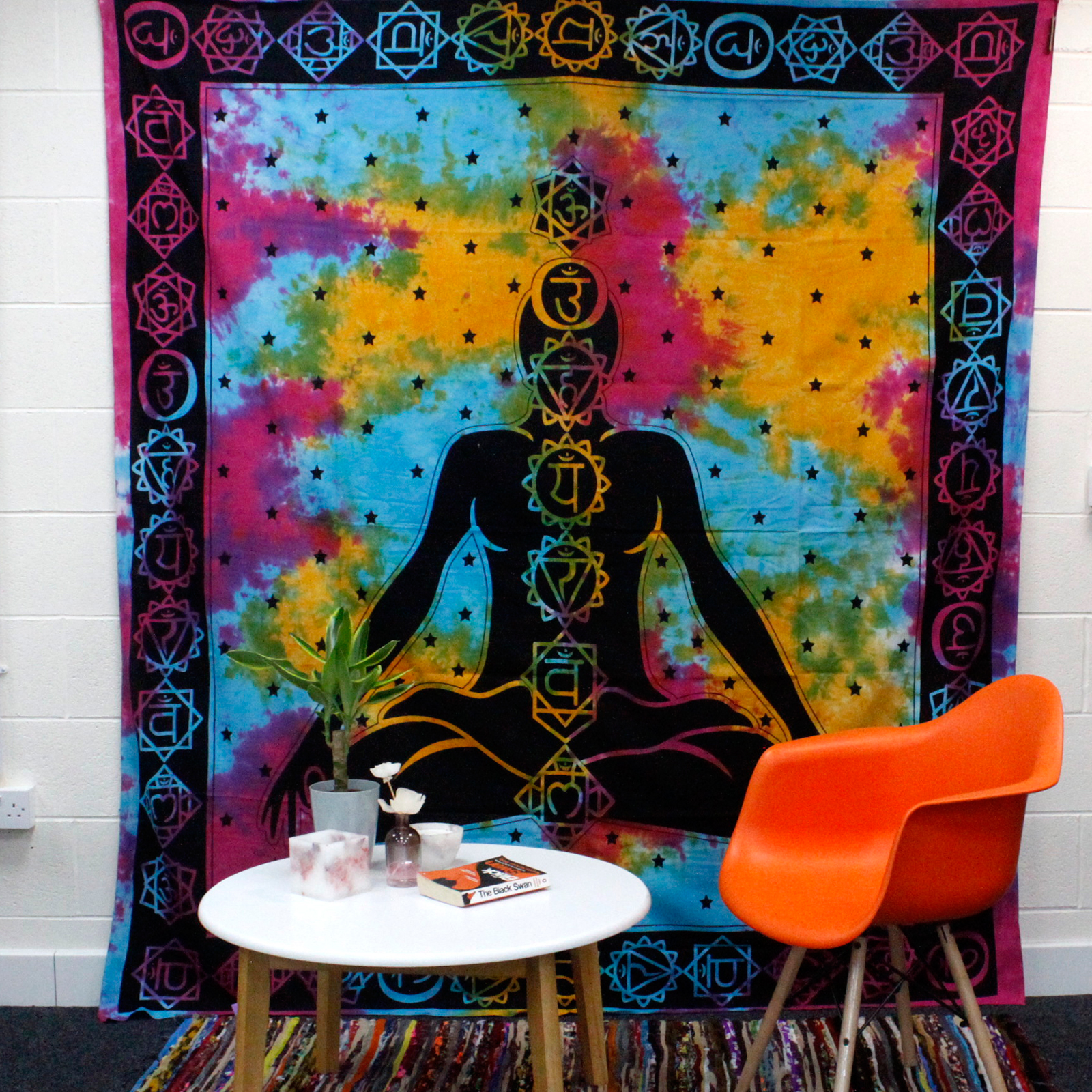 Cuvertură de pat dublă din bumbac + suspendat pe perete - Chakra Buddha 230cm x 200cm 6 Cuvertură de pat dublă din bumbac + suspendat pe perete - Chakra Buddha 230cm x 200cm - imagine 4