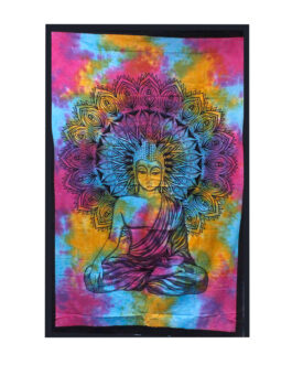 Cuvertură de pat simplă din bumbac + suspendat pe perete – Buddha liniștit 130cm x 200cm