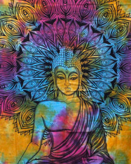 Cuvertură de pat simplă din bumbac + suspendat pe perete – Buddha liniștit 130cm x 200cm