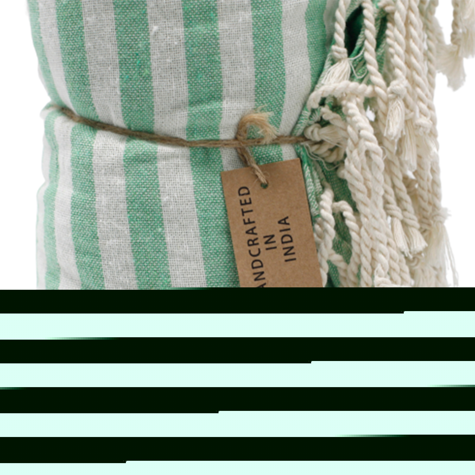 Pătură de Plajă din Bumbac - 100x180 cm - Verde 5 Pătură de Plajă din Bumbac - 100x180 cm - Verde - imagine 3
