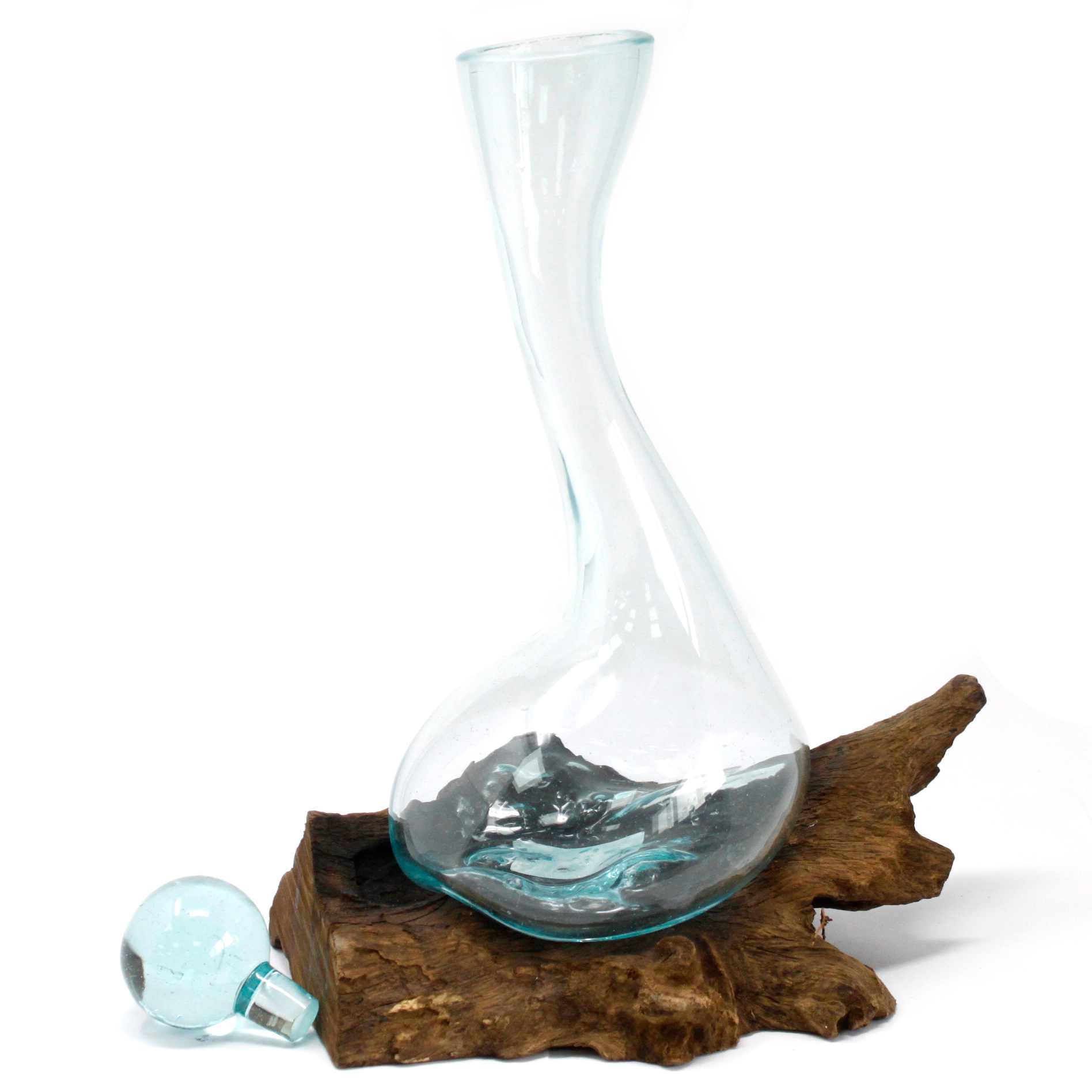 Sticla topita pe lemn - Decantor de vin 4 Sticla topita pe lemn - Decantor de vin - imagine 2