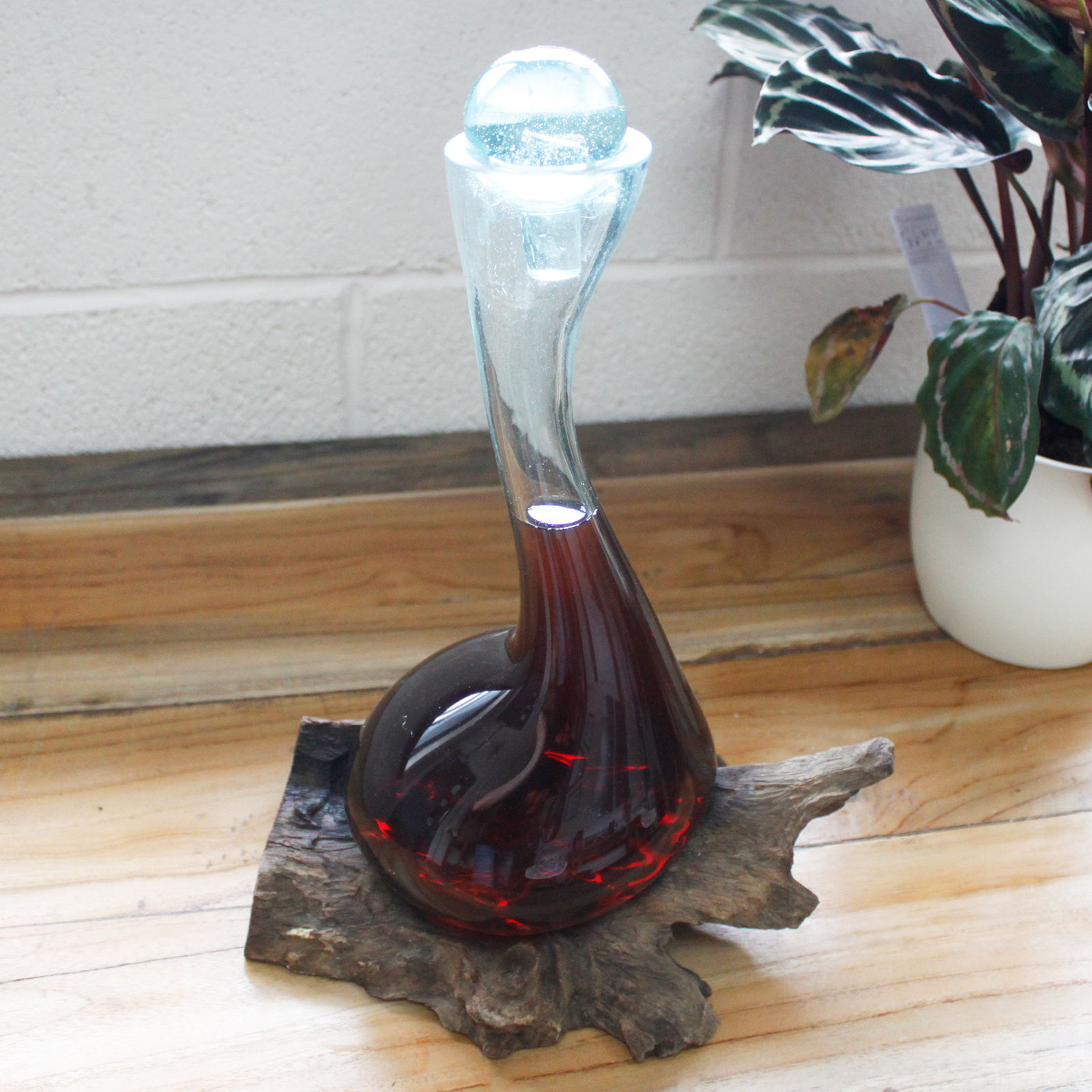 Sticla topita pe lemn - Decantor de vin 6 Sticla topita pe lemn - Decantor de vin - imagine 4